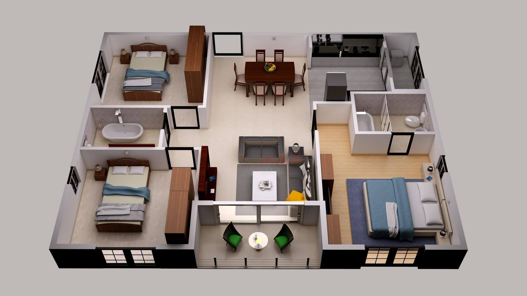 3 BHK Floor Plan